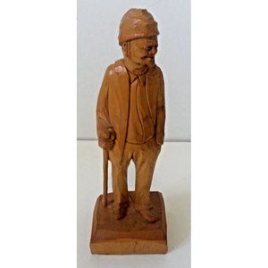Vintage Hand Carved Wooden Old Man Quebec Canada Signed Pelletie